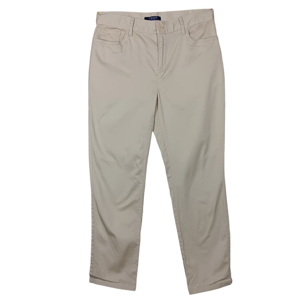 Chaps Khaki Pants Size 4 Petite 5 Pockets Belt Loops Straight